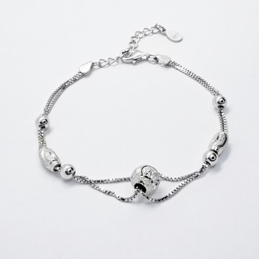 Srebrna zapestnica s kroglico - temna