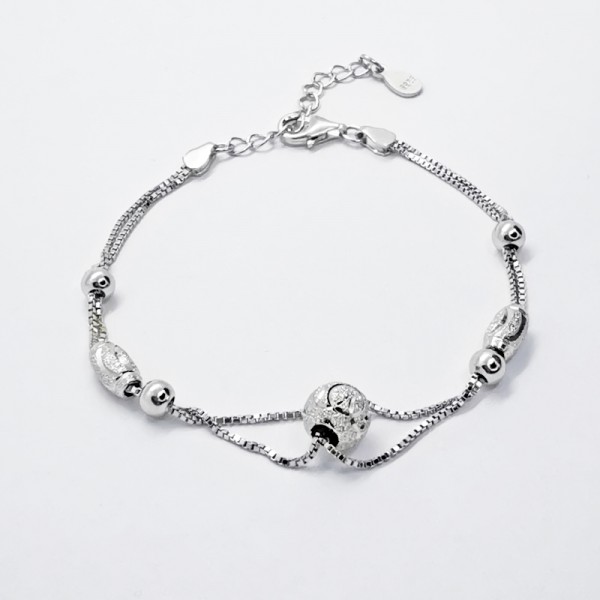 Srebrna zapestnica s kroglico - temna