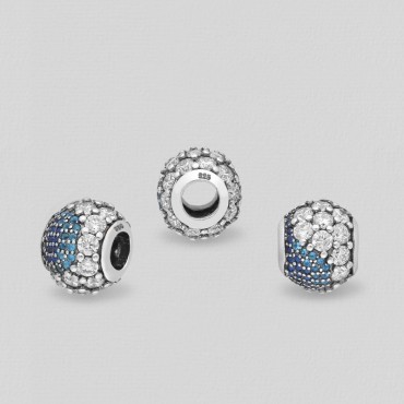 Srebrni obesek s cirkoniji - moder