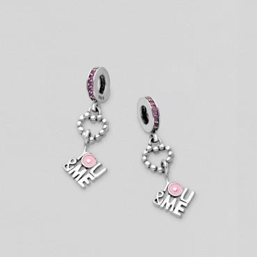 Srebrni obesek srček - "YOU & ME" 