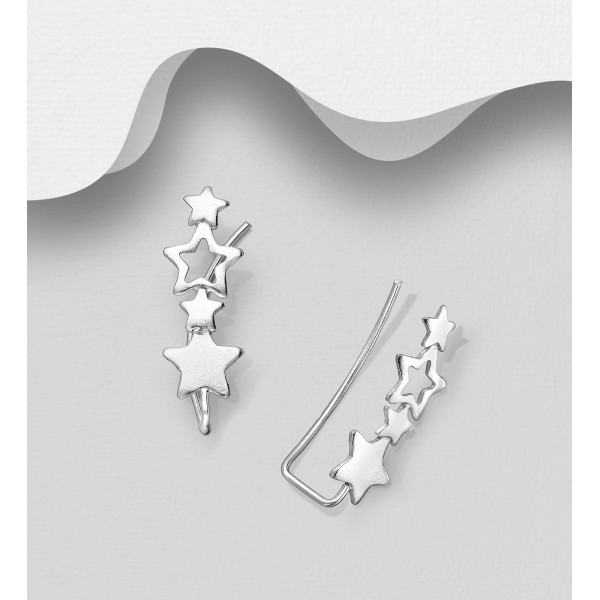 Manšetni srebrni uhani v obliki zvezdic