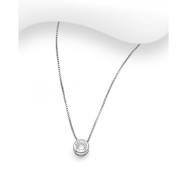 Srebrna ogrlica z okroglim obeskom s cirkonijem
